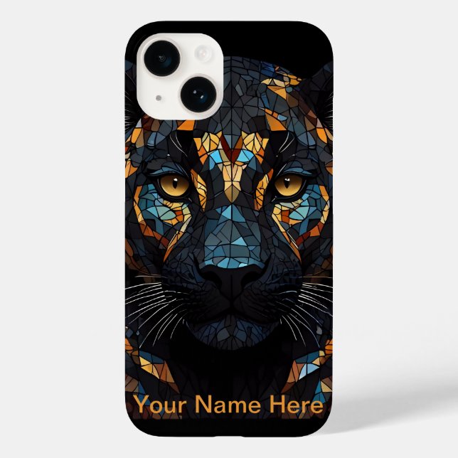 Mosaik-Leopard-Buntglas-Porträt  Case-Mate iPhone Hülle (Rückseite)