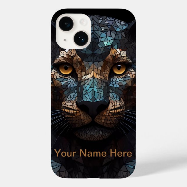 Mosaik Leopard gestanztes Glasportrait Case-Mate iPhone Hülle (Rückseite)
