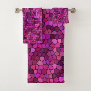 Mosaik Lila rosa Badhandtuch Set