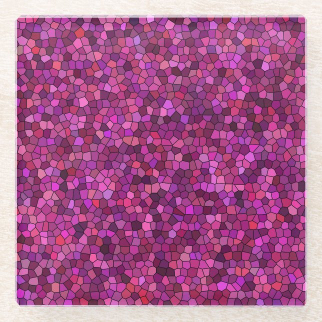 Mosaik Lila rosa Glasuntersetzer (Vorderseite)