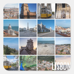 Mosaik Lissabon-Fotos, Portugal Quadratischer Aufkleber