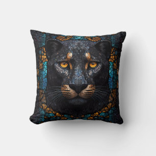Mosaik Majestät: Der Schwarze Panther Kissen