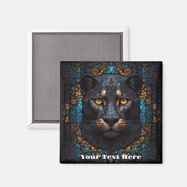 Mosaik Majestät: Der Schwarze Panther Magnet (Vorderseite/Rückseite)