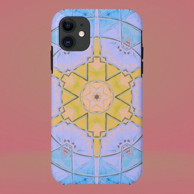 Mosaik Mandala Blume Blau und Gelb Case-Mate iPhone Hülle (Von Creator hochgeladen)