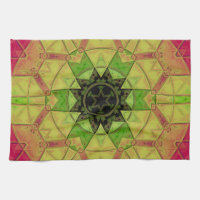 Mosaik Mandala Blume Gelb Grün und Rosa