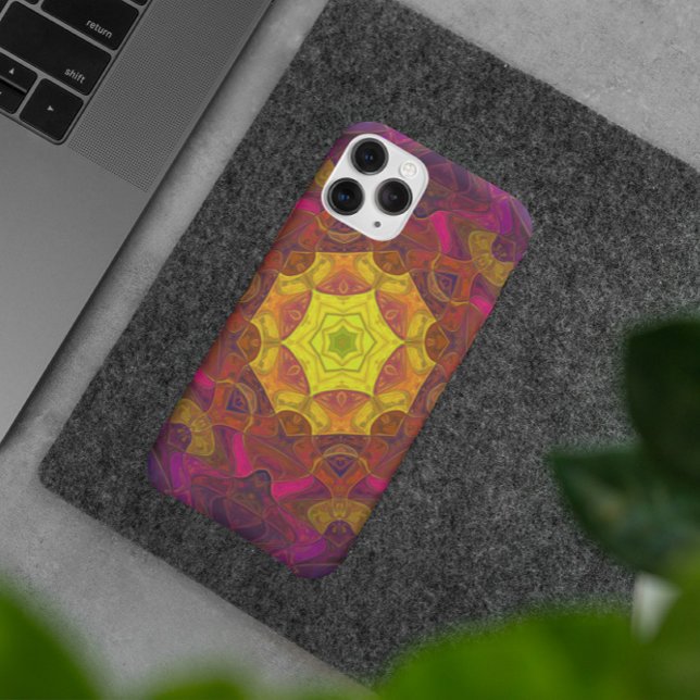 Mosaik Mandala Blume Gelb Rosa und Lila Case-Mate iPhone Hülle (Von Creator hochgeladen)