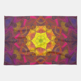Mosaik Mandala Blume Gelb Rosa und Lila Geschirrtuch