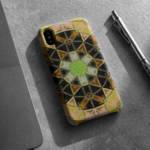 Mosaik Mandala Blume Gelb und Schwarz Case-Mate iPhone Hülle
