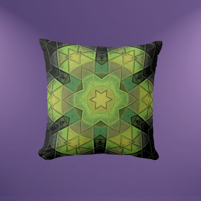 Mosaik Mandala Blume Gelb und Schwarz Kissen (Von Creator hochgeladen)