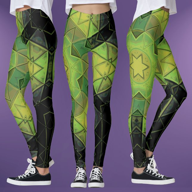 Mosaik Mandala Blume Gelb und Schwarz Leggings (Von Creator hochgeladen)