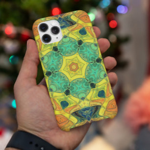 Mosaik Mandala Blume Grün Gelb Blau und Orange Case-Mate iPhone Hülle