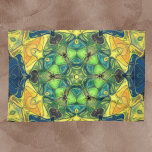 Mosaik Mandala Blume Grün Gelb und Blau Geschirrtuch<br><div class="desc">Diese mosaikfarbene Kaleidoskop-Blume weist brillante grüne,  gelbe und blaue Kacheln auf. Es ist eine lebendige Geometrie,  die von Fraktalen,  Mandalasen und Buntglasmosaiken inspiriert wird. Holen Sie sich dieses trippige Design jetzt für Ihren Lieblingsfreund,  der leuchtende Farben Liebe!</div>