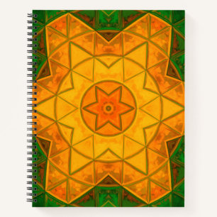 Mosaik Mandala Blume Grün und Gelb Notizbuch