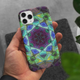 Mosaik Mandala Blume Lila Blau und Grün Case-Mate iPhone Hülle