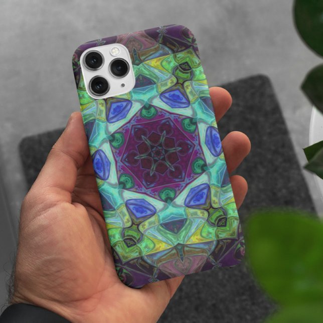 Mosaik Mandala Blume Lila Blau und Grün Case-Mate iPhone Hülle (Von Creator hochgeladen)
