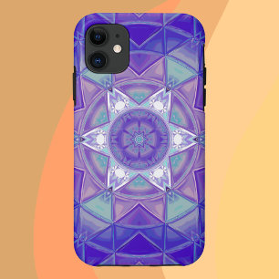Mosaik Mandala Blume Lila Blau und Weiß Case-Mate iPhone Hülle