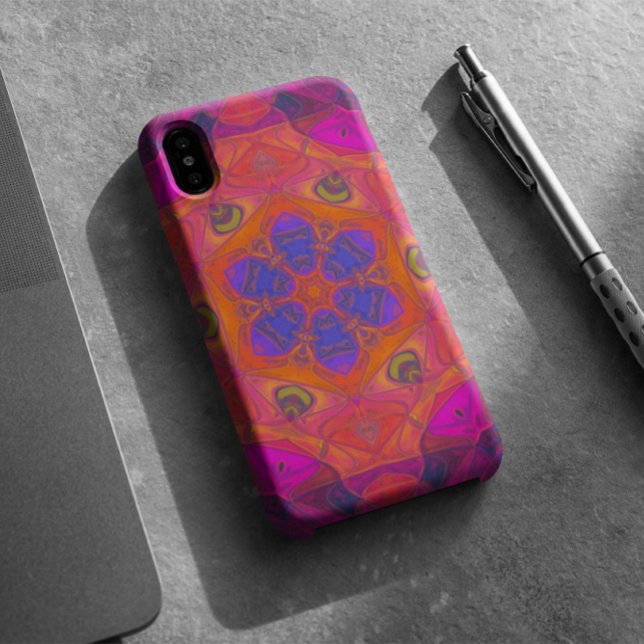 Mosaik Mandala Blume Orange Lila und rosa Case-Mate iPhone Hülle (Von Creator hochgeladen)