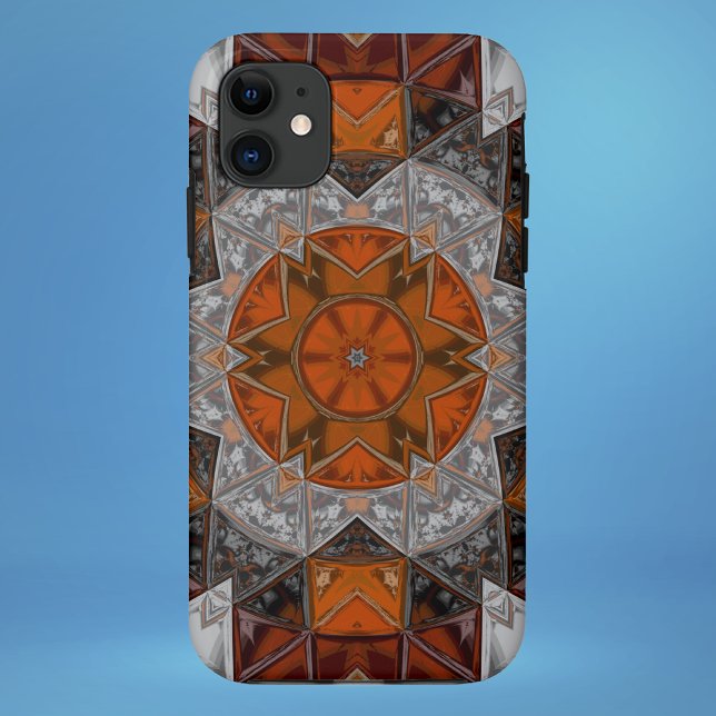 Mosaik Mandala Blume Orange White und Black Case-Mate iPhone Hülle (Von Creator hochgeladen)
