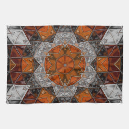 Mosaik Mandala Blume Orange White und Black Geschirrtuch