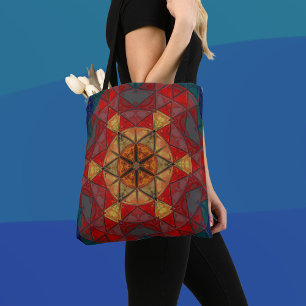 Mosaik Mandala Blume Red Blue und Yellow