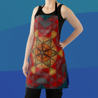 Mosaik Mandala Blume Red Blue und Yellow Schürze