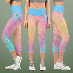 Mosaik Mandala Gelb Rosa und Blau Capri Leggings