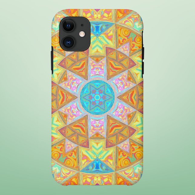 Mosaik Mandala Gelb Rosa und Blau Case-Mate iPhone Hülle (Von Creator hochgeladen)