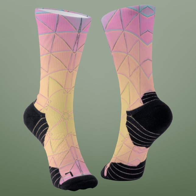 Mosaik Mandala Gelb Rosa und Blau Socken (Von Creator hochgeladen)