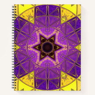 Mosaik Mandala Lila und gelb Notizbuch