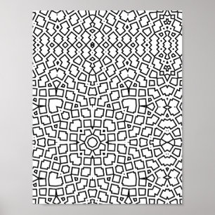 Mosaik-Mandala-Muster-Malvorlage Geometrisch Poster