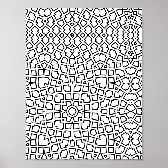 Mosaik-Mandala-Muster-Malvorlage Geometrisch Poster (Vorne)