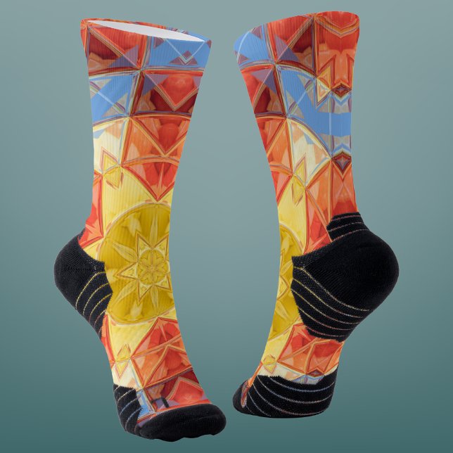 Mosaik Mandala Orange Blue und Yellow Socken (Von Creator hochgeladen)