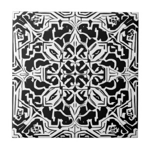 Mosaik-marokkanisches Fliesenmuster in Schwarz/Wei Fliese