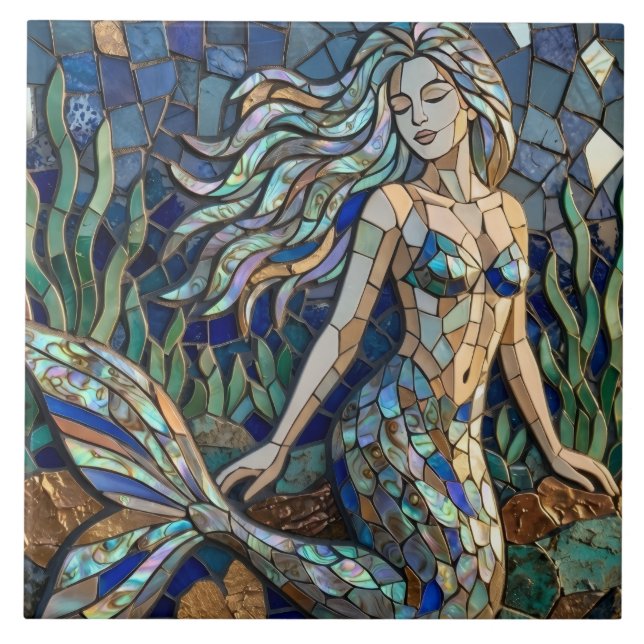 Mosaik-Meerjungfrau Fliese (Vorderseite)