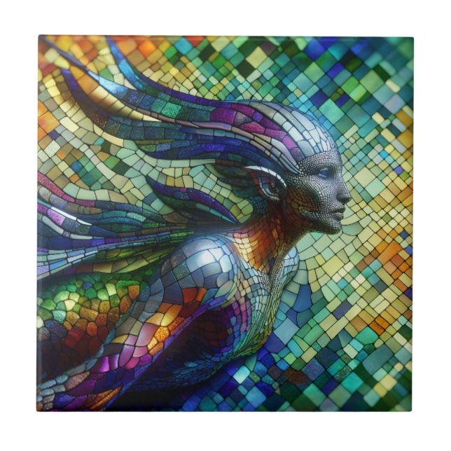Mosaik Mermaid rechts nach Fliese (Vorderseite)