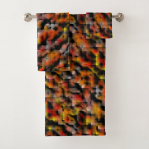 Mosaik mit Mischung aus roten und geschnitzten Far Badhandtuch Set
