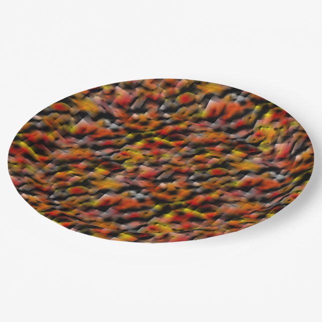 Mosaik mit Mischung aus roten und geschnitzten Far Pappteller (Schrägansicht)