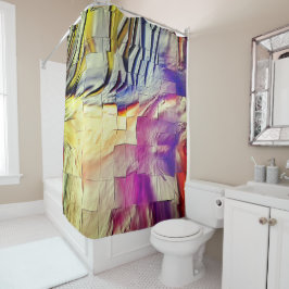 Mosaik mit rosa gelber Textur und weichem Schnitzw Duschvorhang