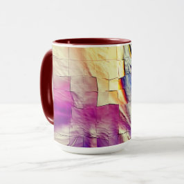 Mosaik mit rosa gelber Textur und weichem Schnitzw Tasse