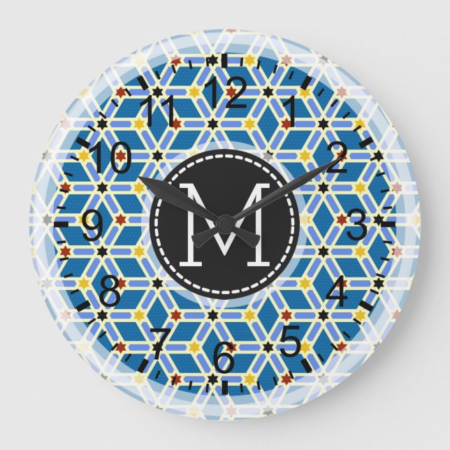 Mosaik Modern Monogram #2 Große Wanduhr (Vorderseite)