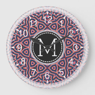 Mosaik Modern Monogram #3 Große Wanduhr