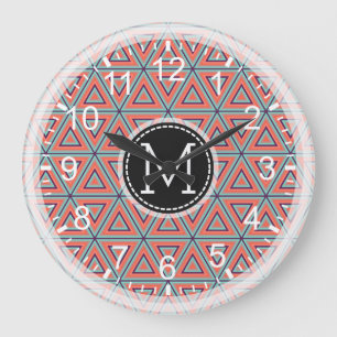 Mosaik Modern Monogram #7 Große Wanduhr
