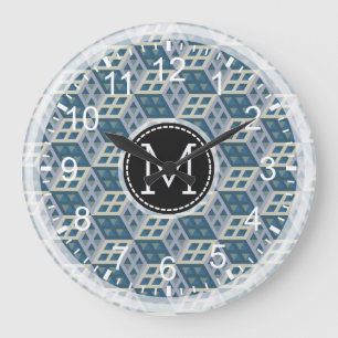 Mosaik Modern Monogram #8 Große Wanduhr