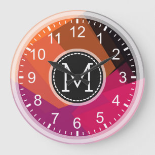 Mosaik Modernes Monogramm Große Wanduhr