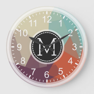 Mosaik Modernes Monogramm Große Wanduhr