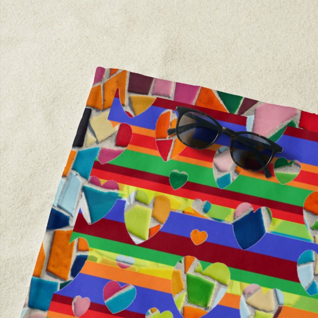 Mosaik Muster Abstrakt Heart Beach Handtuch (Beispiel)