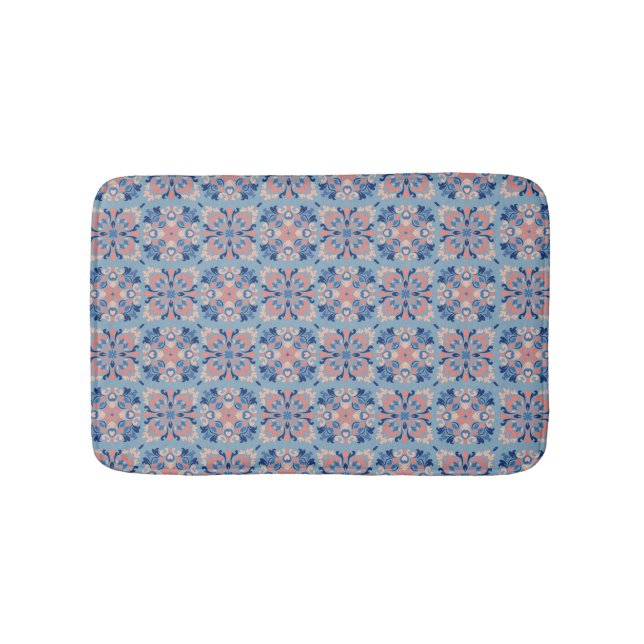 Mosaik-Muster Staubblau Badmatte Badematte (Vorderseite)
