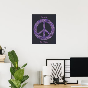 Mosaik Ombre Friedenszeichen Lavendel Lila Poster
