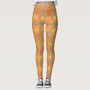 Mosaik orangefarbene Jade grün geometrisch gestalt Leggings
