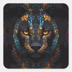 Mosaik Panther Art Quadratischer Aufkleber